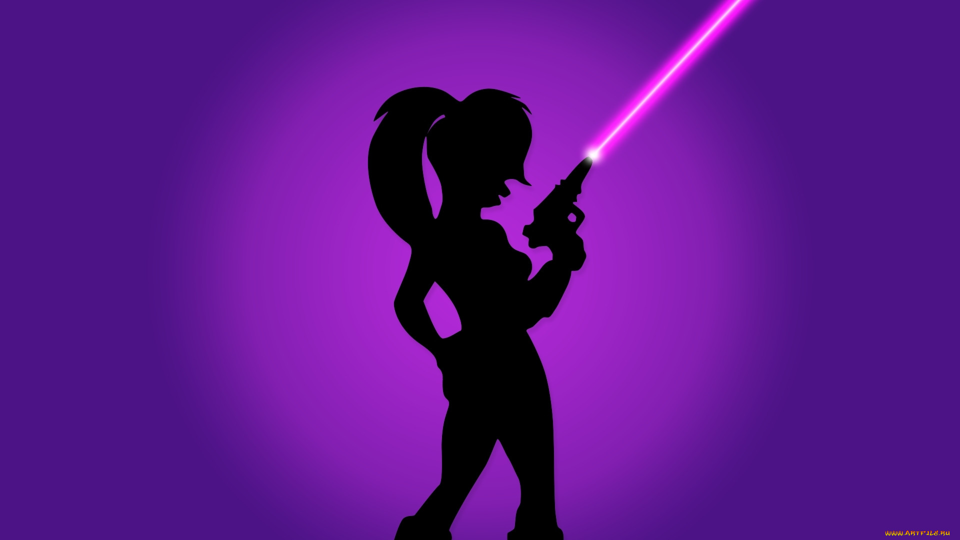 , , futurama, leela, silhouette, pistol